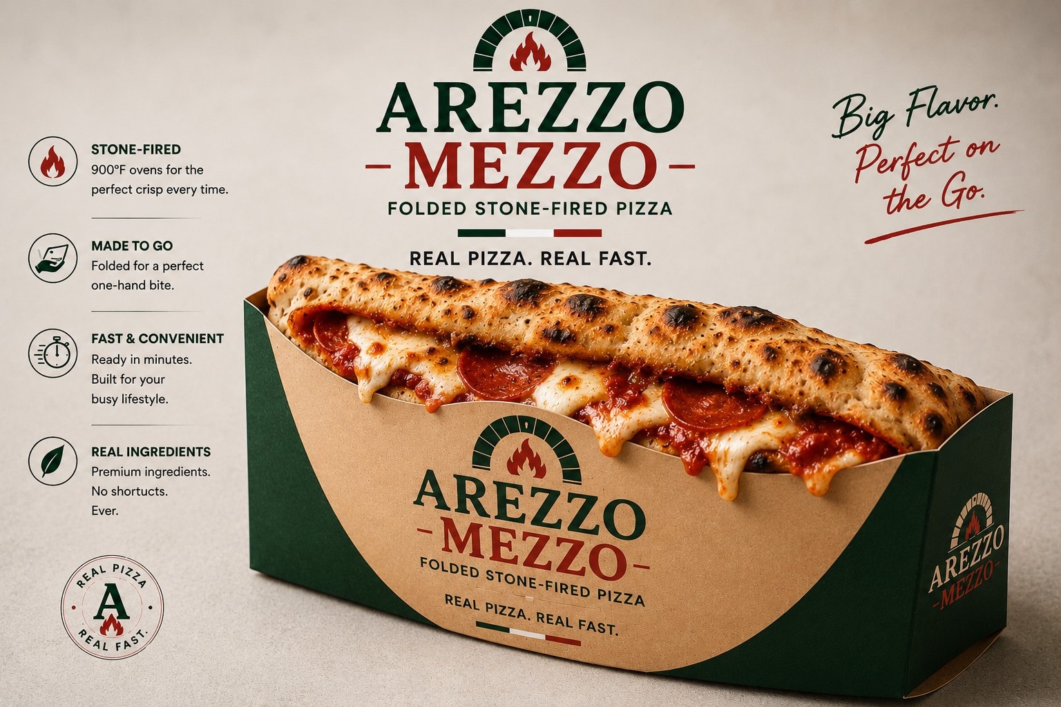 Arezzo Mezzo — 10 inch folded stone-fired pizza